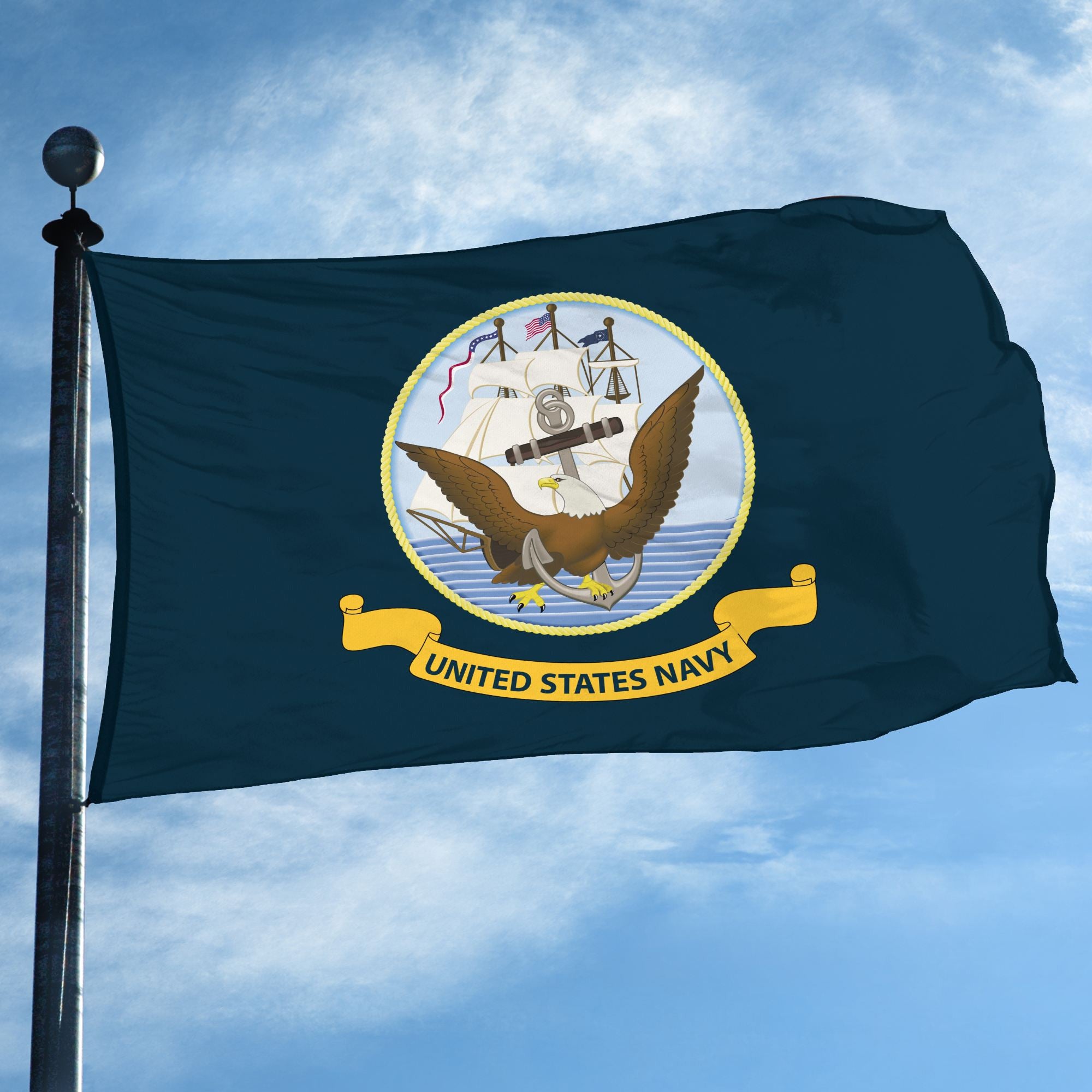 Premium US Navy Grommet Flag, Gift For Navy Veteran, Gifts For Dad, For Husband, Best Gifts On Father's Day, Independence Day, Veterans Day.