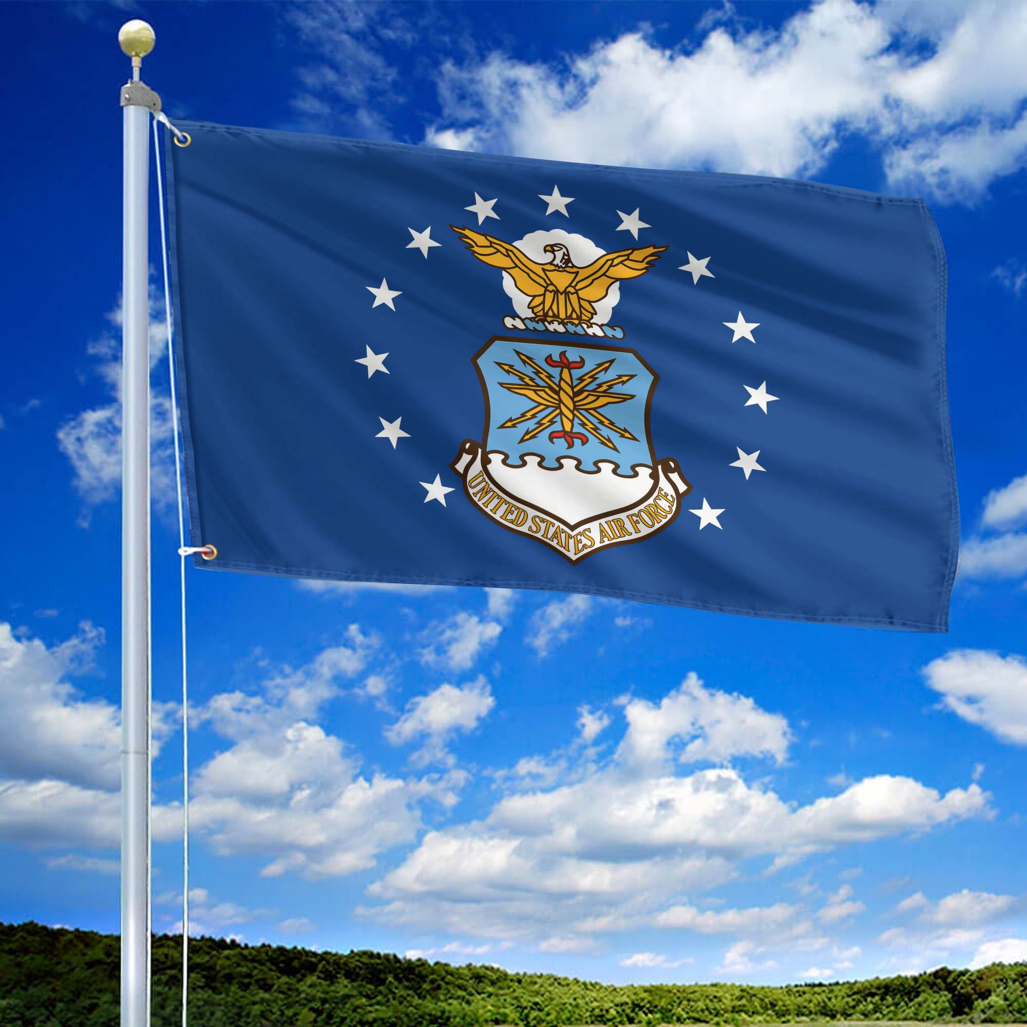 Premium USAF Grommet Flag, Gift For Air Force Veteran, Gifts For Dad, For Husband, Best Gifts On Father's Day, Independence Day, Veterans Day.