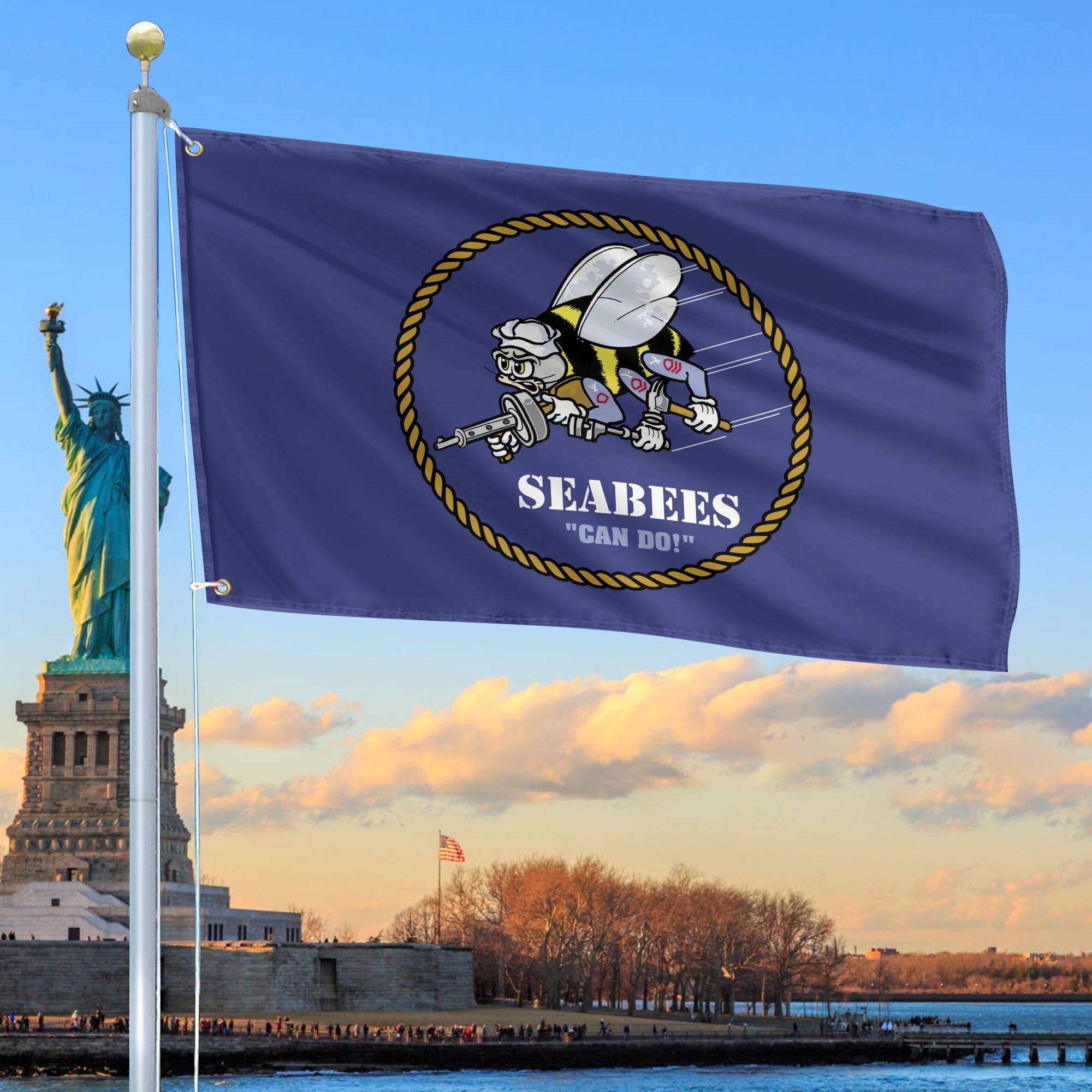 Premium US Seabees Grommet Flag, Gift For Seabees Veteran, Gifts For Dad, For Husband, Best Gifts On Father's Day, Independence Day, Veterans Day.