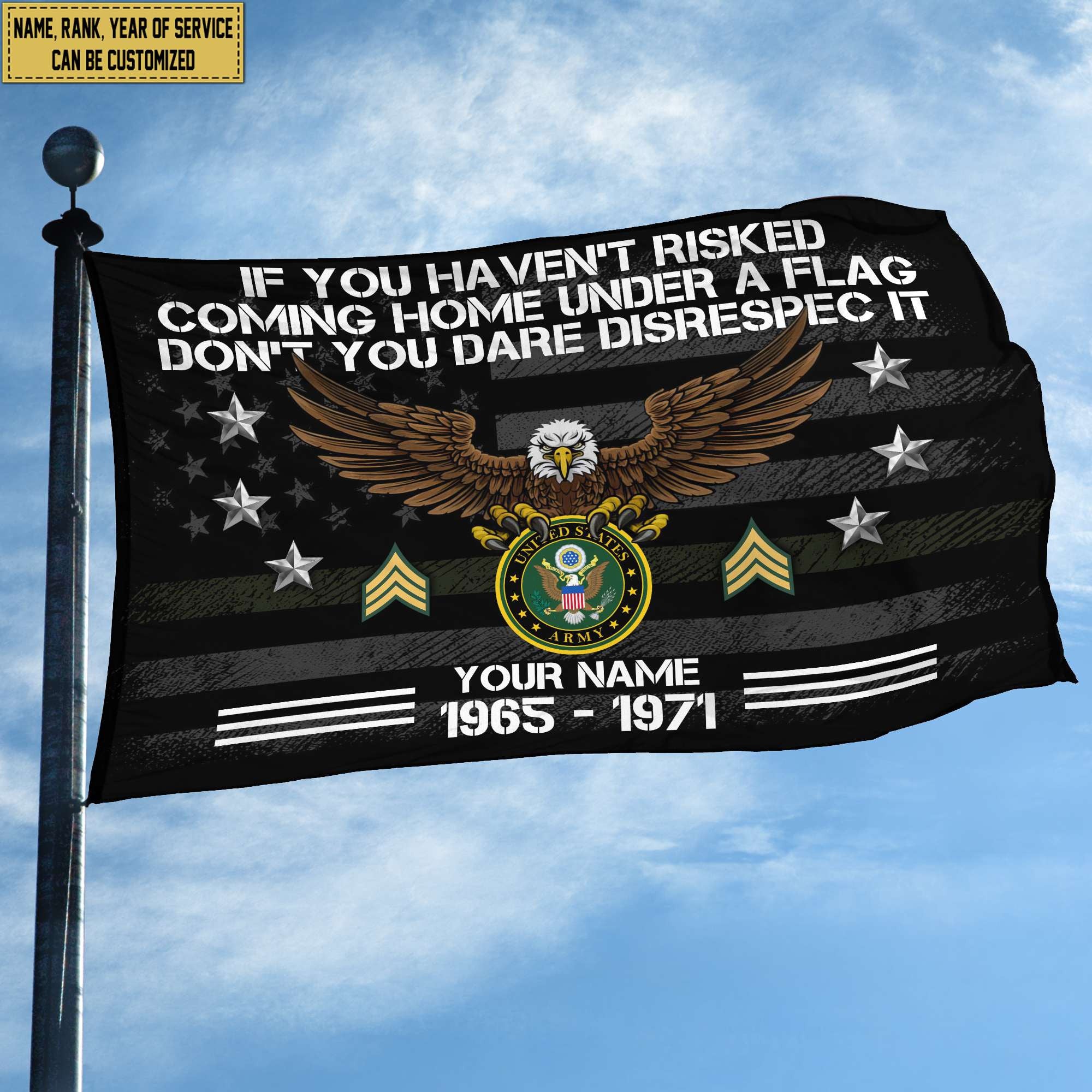 Premium Custom US Army Grommet Flag, Gift For Army Veteran, Gifts For Dad, For Husband, Best Gifts On Father's Day, Independence Day, Veterans Day.