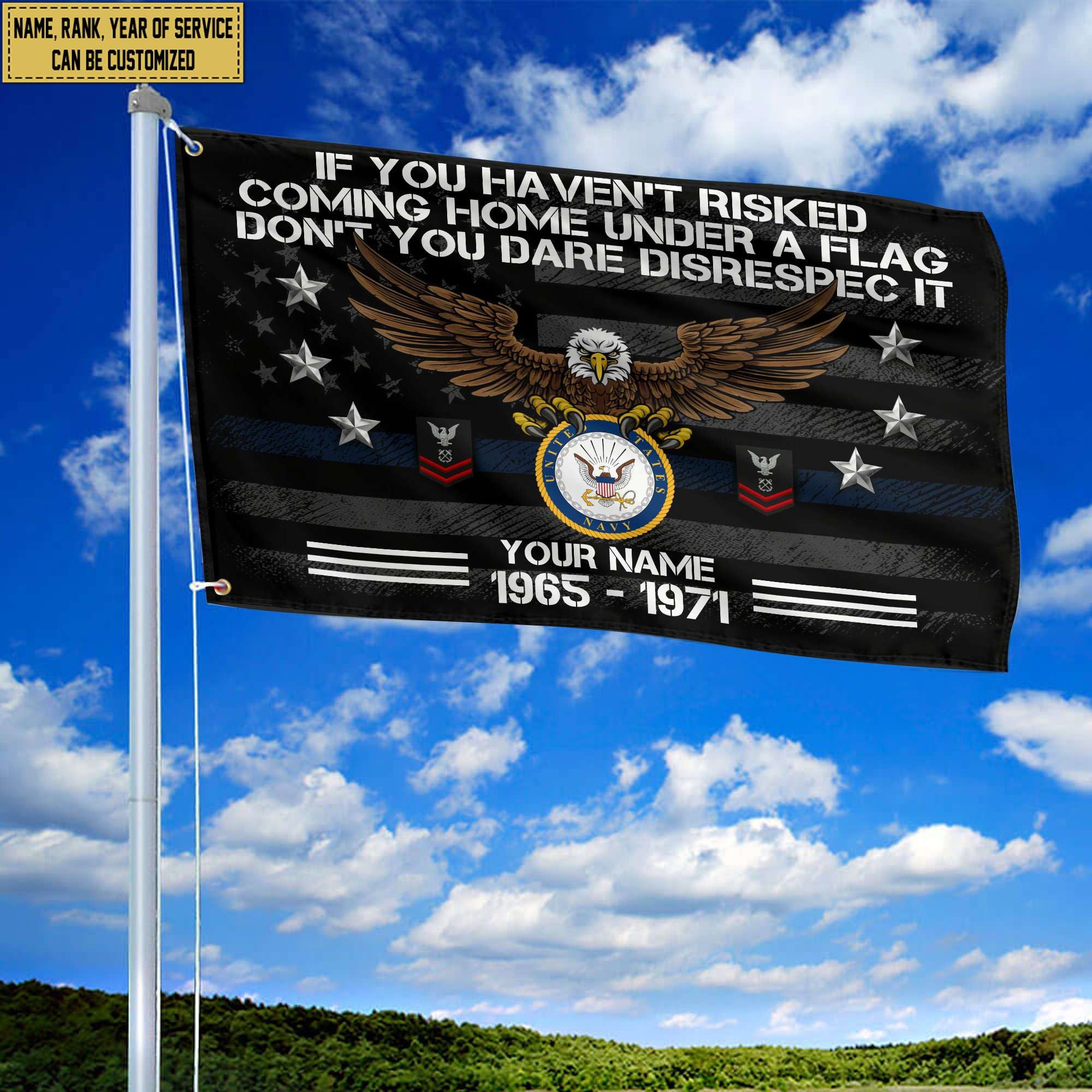 Premium Custom US Navy Grommet Flag, Gift For Navy Veteran, Gifts For Dad, For Husband, Best Gifts On Father's Day, Independence Day, Veterans Day.