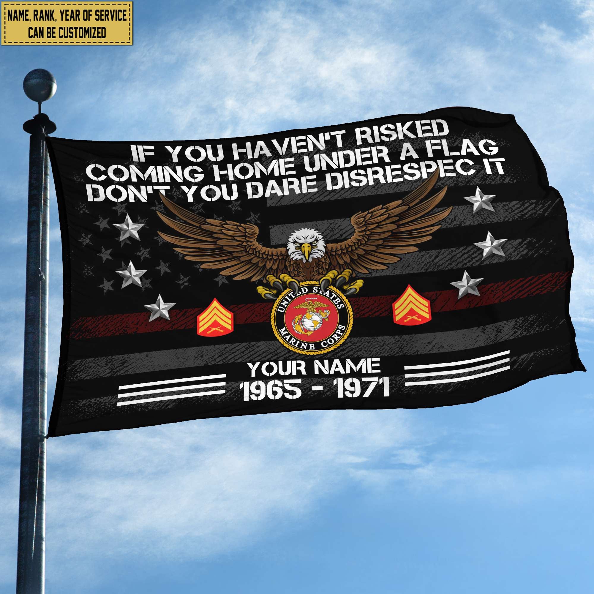 Premium Custom USMC Grommet Flag, Gift For Marine Veteran, Gifts For Dad, For Husband, Best Gifts On Father's Day, Independence Day, Veterans Day.