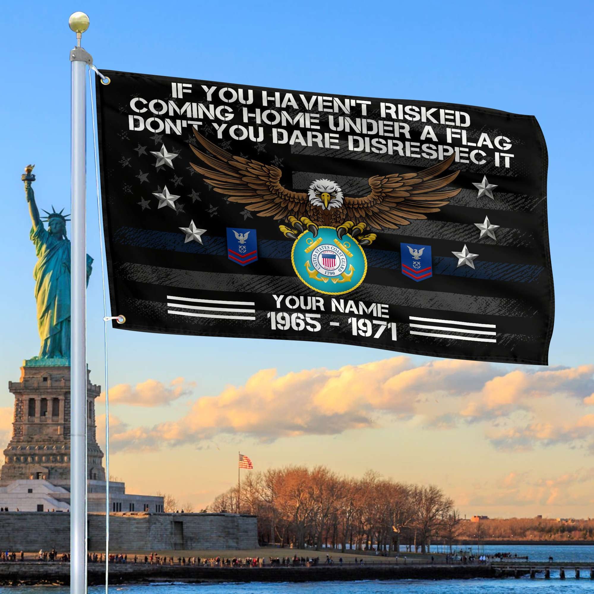 Premium Custom USCG Grommet Flag, Gift For Coast Guard Veteran, Gifts For Dad, For Husband, Best Gifts On Father's Day, Independence Day, Veterans Day.