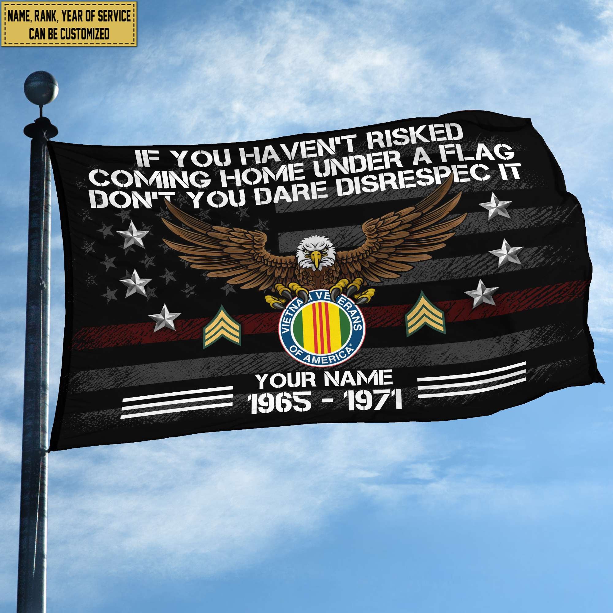 Premium Custom Vietnam Veteran Grommet Flag, Gift For Vietnam Veteran, Gifts For Dad, For Husband, Best Gifts On Father's Day, Independence Day, Veterans Day.