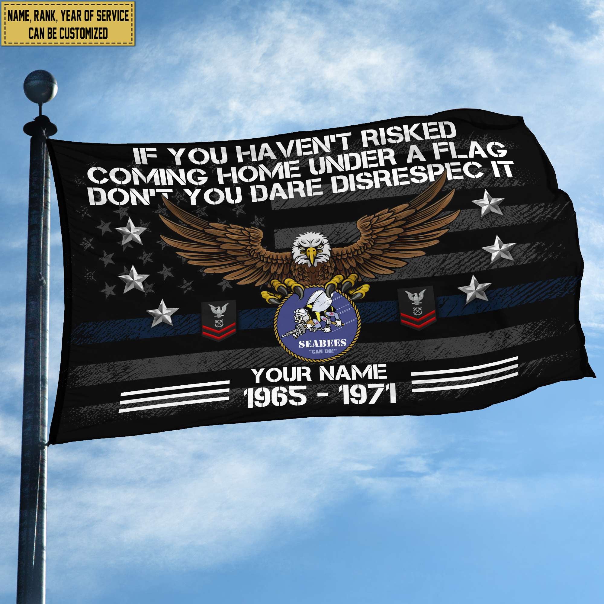 Premium Custom US Seabees Grommet Flag, Gift For Seabees Veteran, Gifts For Dad, For Husband, Best Gifts On Father's Day, Independence Day, Veterans Day.
