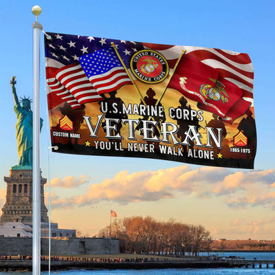 Premium Custom USMC Grommet Flag, Gift For Marine Veteran, Gifts For Dad, For Husband, Best Gifts On Father's Day, Independence Day, Veterans Day.