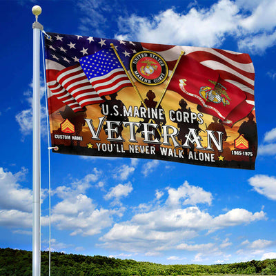 Premium Custom USMC Grommet Flag, Gift For Marine Veteran, Gifts For Dad, For Husband, Best Gifts On Father's Day, Independence Day, Veterans Day.