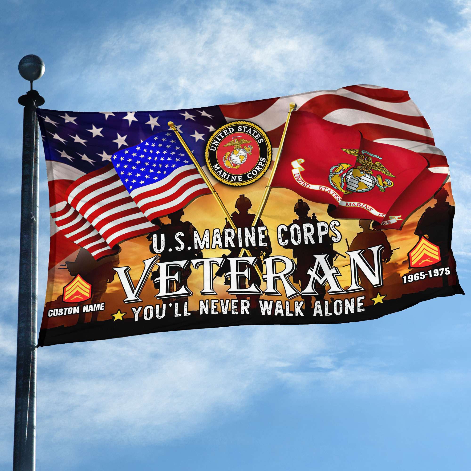 Premium Custom USMC Grommet Flag, Gift For Marine Veteran, Gifts For Dad, For Husband, Best Gifts On Father's Day, Independence Day, Veterans Day.