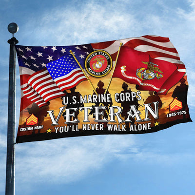Premium Custom USMC Grommet Flag, Gift For Marine Veteran, Gifts For Dad, For Husband, Best Gifts On Father's Day, Independence Day, Veterans Day.