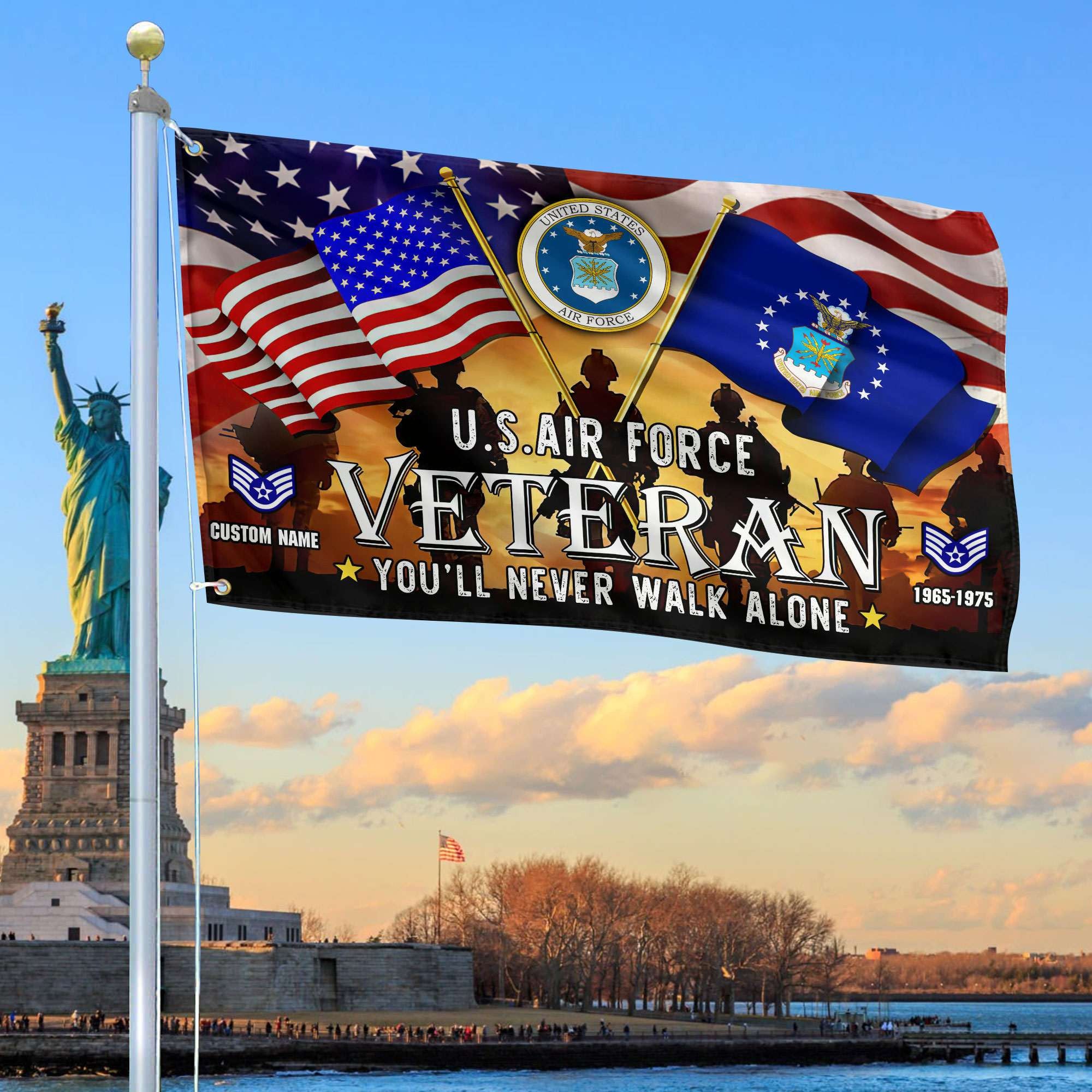 Premium Custom USAF Grommet Flag, Gift For Air Force Veteran, Gifts For Dad, For Husband, Best Gifts On Father's Day, Independence Day, Veterans Day.