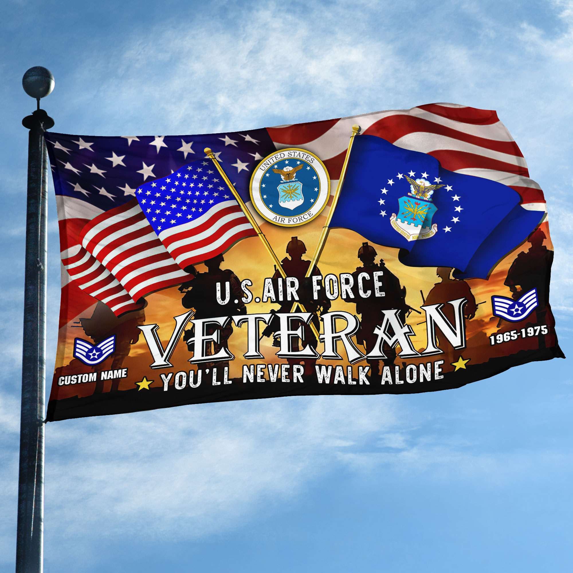 Premium Custom USAF Grommet Flag, Gift For Air Force Veteran, Gifts For Dad, For Husband, Best Gifts On Father's Day, Independence Day, Veterans Day.