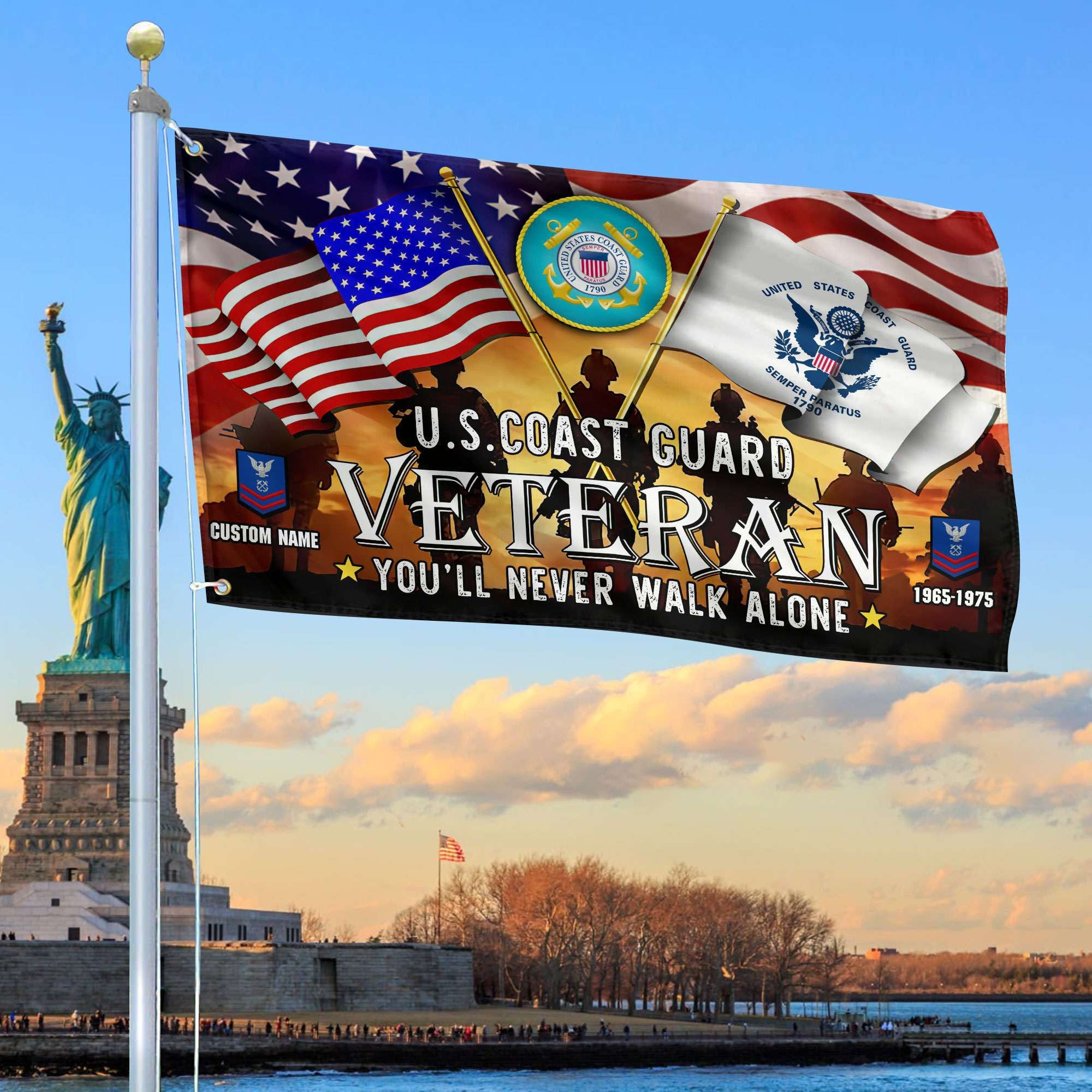 Premium Custom USCG Grommet Flag, Gift For Coast Guard Veteran, Gifts For Dad, For Husband, Best Gifts On Father's Day, Independence Day, Veterans Day.
