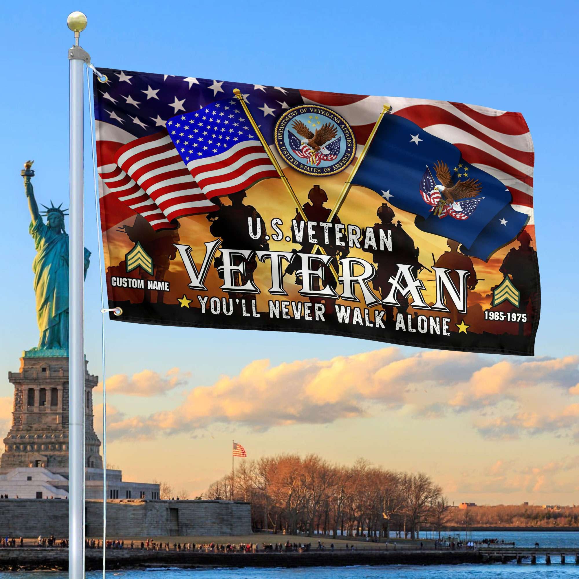 Premium Custom US Veteran Grommet Flag, Gift For US Veteran, Gifts For Dad, For Husband, Best Gifts On Father's Day, Independence Day, Veterans Day.
