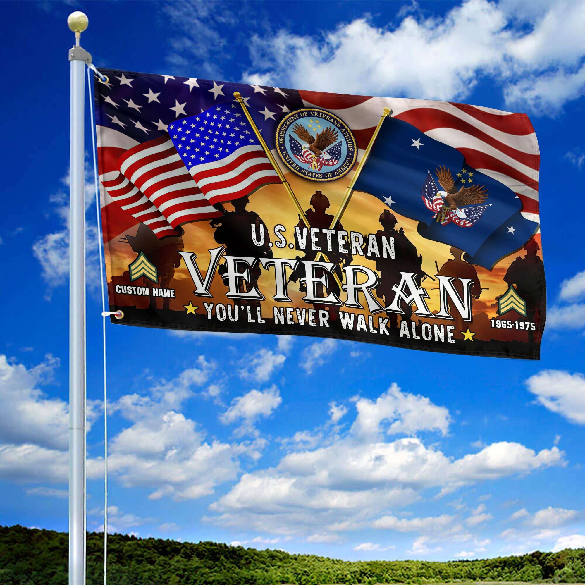 Premium Custom US Veteran Grommet Flag, Gift For US Veteran, Gifts For Dad, For Husband, Best Gifts On Father's Day, Independence Day, Veterans Day.