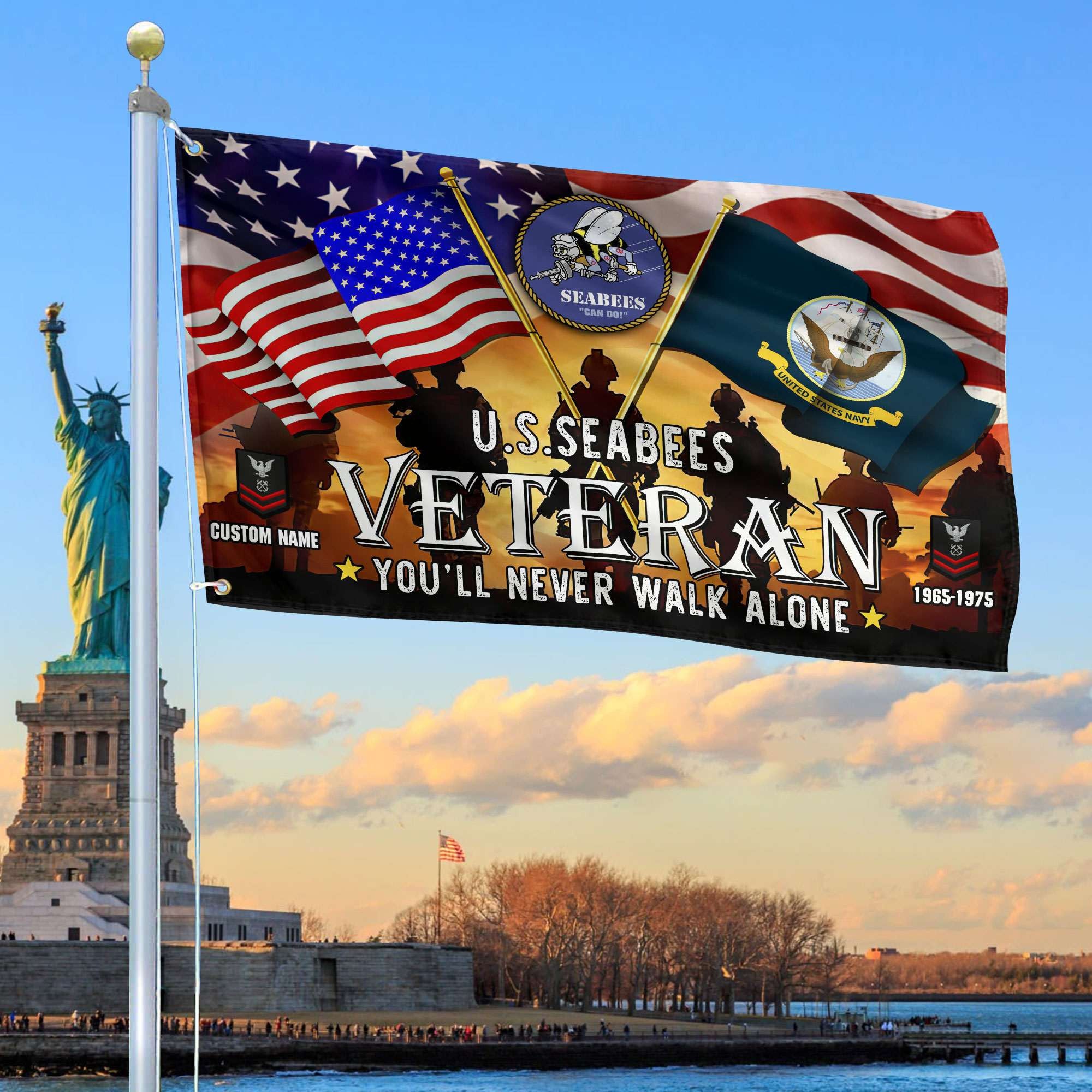 Premium Custom US Seabees Grommet Flag, Gift For Seabees Veteran, Gifts For Dad, For Husband, Best Gifts On Father's Day, Independence Day, Veterans Day.
