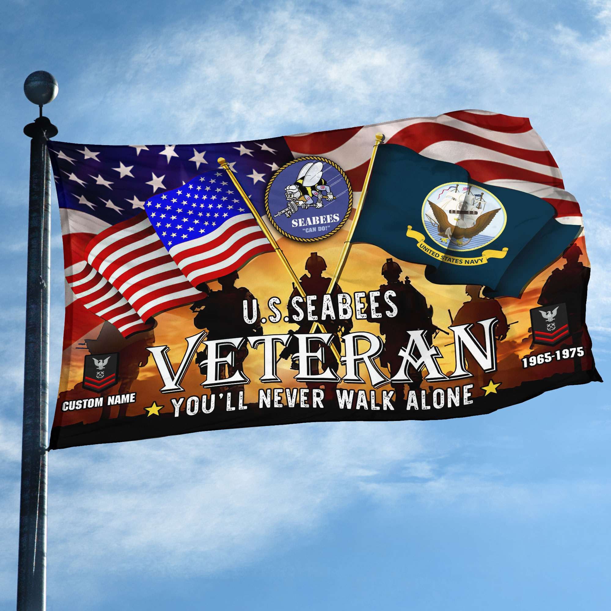 Premium Custom US Seabees Grommet Flag, Gift For Seabees Veteran, Gifts For Dad, For Husband, Best Gifts On Father's Day, Independence Day, Veterans Day.