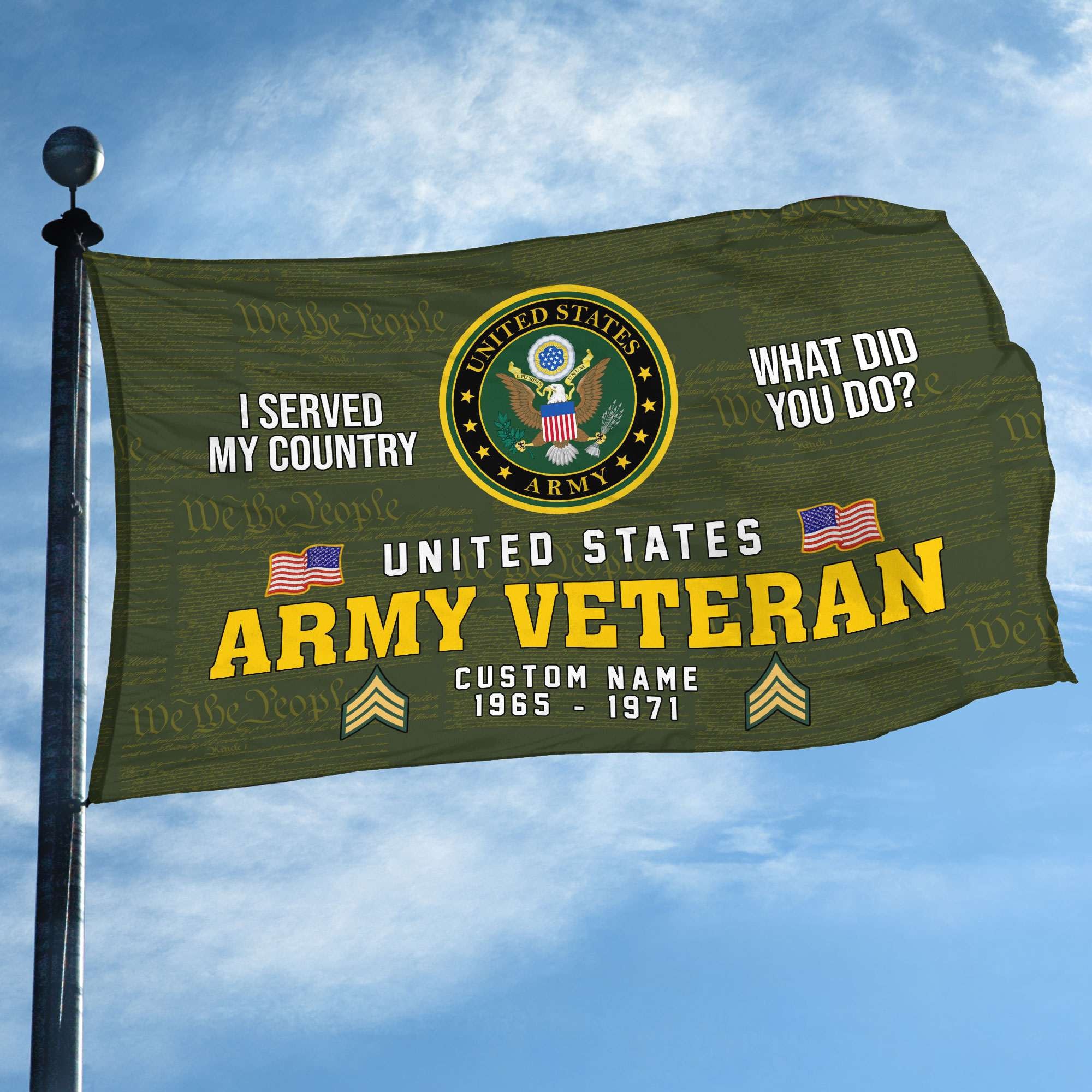 Unique Custom Name, Rank, Year, US Army Grommet Flag, Gift For Army Veteran, Gifts For Dad, For Husband, Best Gifts On Father's Day, Independence Day, Veterans Day.
