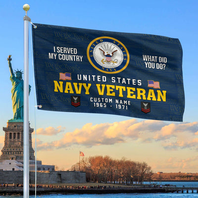 Unique Custom Name, Rank, Year, US Navy Grommet Flag, Gift For Navy Veteran, Gifts For Dad, For Husband, Best Gifts On Father's Day, Independence Day, Veterans Day.