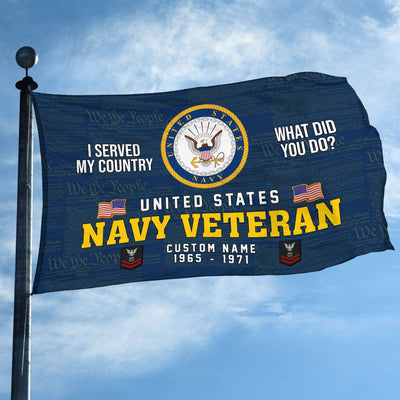Unique Custom Name, Rank, Year, US Navy Grommet Flag, Gift For Navy Veteran, Gifts For Dad, For Husband, Best Gifts On Father's Day, Independence Day, Veterans Day.
