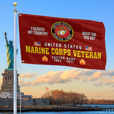 Unique Custom Name, Rank, Year, USMC Grommet Flag, Gift For Marine Veteran, Gifts For Dad, For Husband, Best Gifts On Father's Day, Independence Day, Veterans Day.