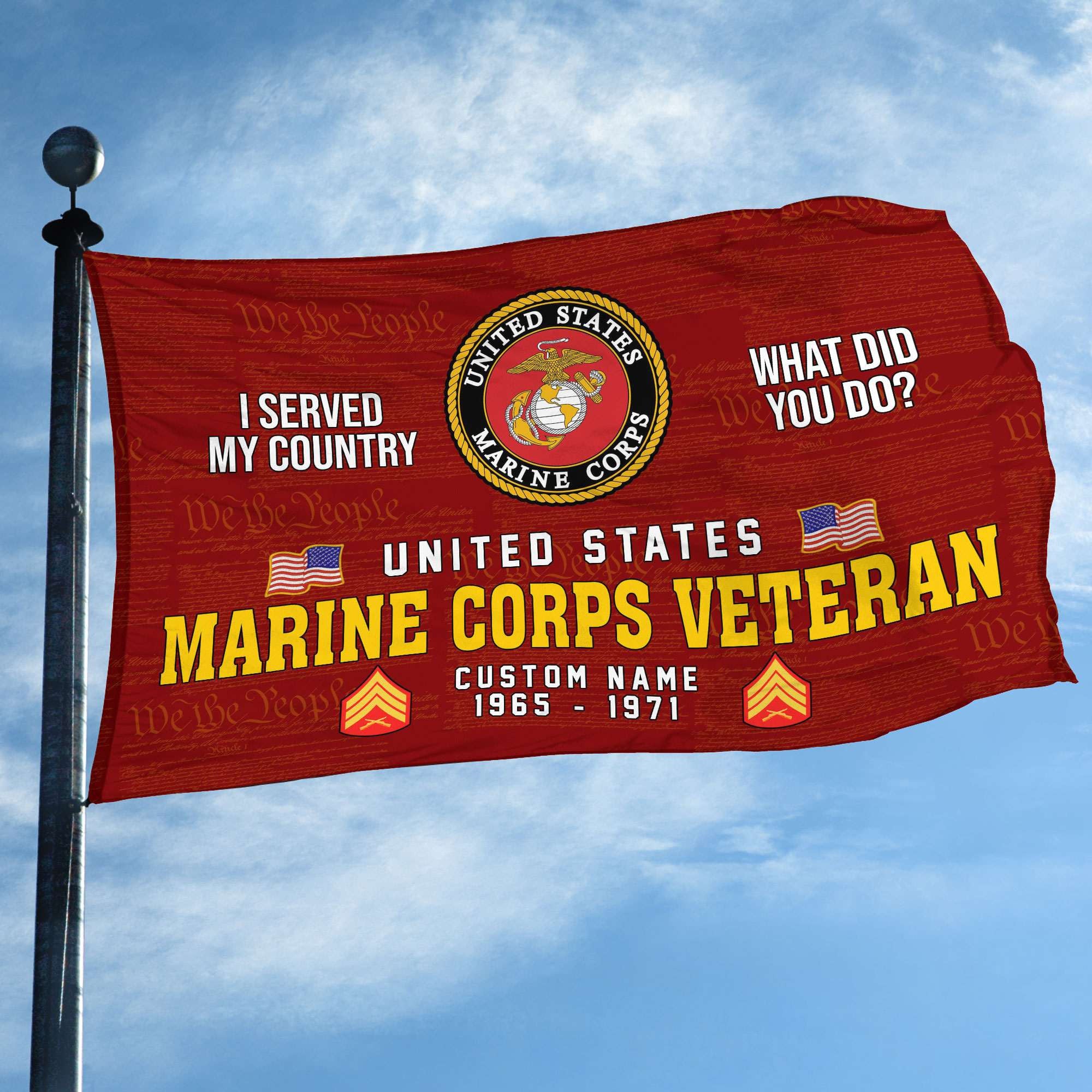 Unique Custom Name, Rank, Year, USMC Grommet Flag, Gift For Marine Veteran, Gifts For Dad, For Husband, Best Gifts On Father's Day, Independence Day, Veterans Day.