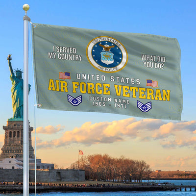 Unique Custom Name, Rank, Year, USAF Grommet Flag, Gift For Air Force Veteran, Gifts For Dad, For Husband, Best Gifts On Father's Day, Independence Day, Veterans Day.