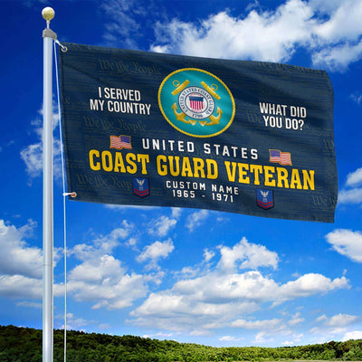 Unique Custom Name, Rank, Year, USCG Grommet Flag, Gift For Coast Guard Veteran, Gifts For Dad, For Husband, Best Gifts On Father's Day, Independence Day, Veterans Day.