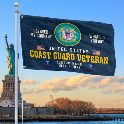 Unique Custom Name, Rank, Year, USCG Grommet Flag, Gift For Coast Guard Veteran, Gifts For Dad, For Husband, Best Gifts On Father's Day, Independence Day, Veterans Day.