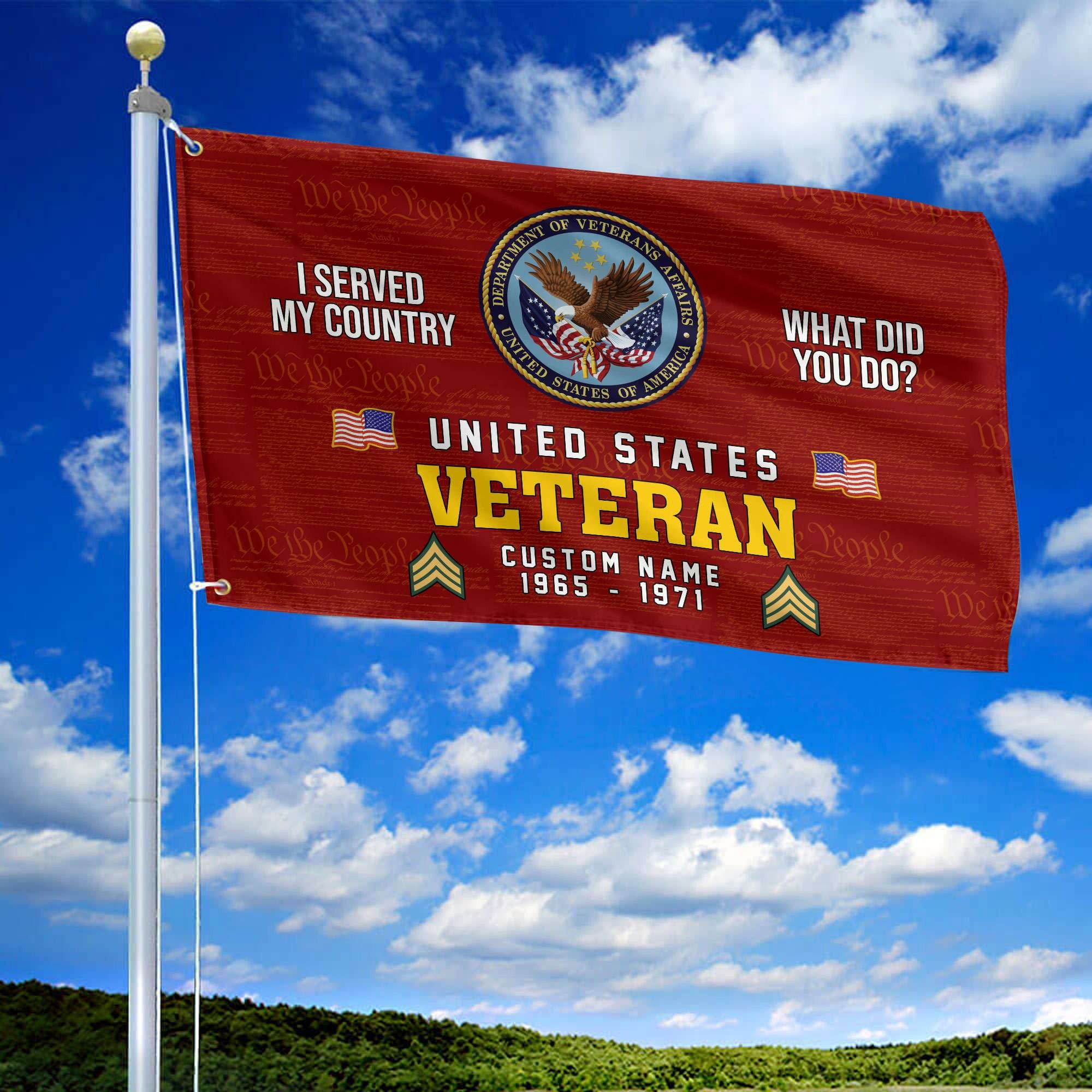Unique Custom Name, Rank, Year, US Veteran Grommet Flag, Gift For US Veteran, Gifts For Dad, For Husband, Best Gifts On Father's Day, Independence Day, Veterans Day.