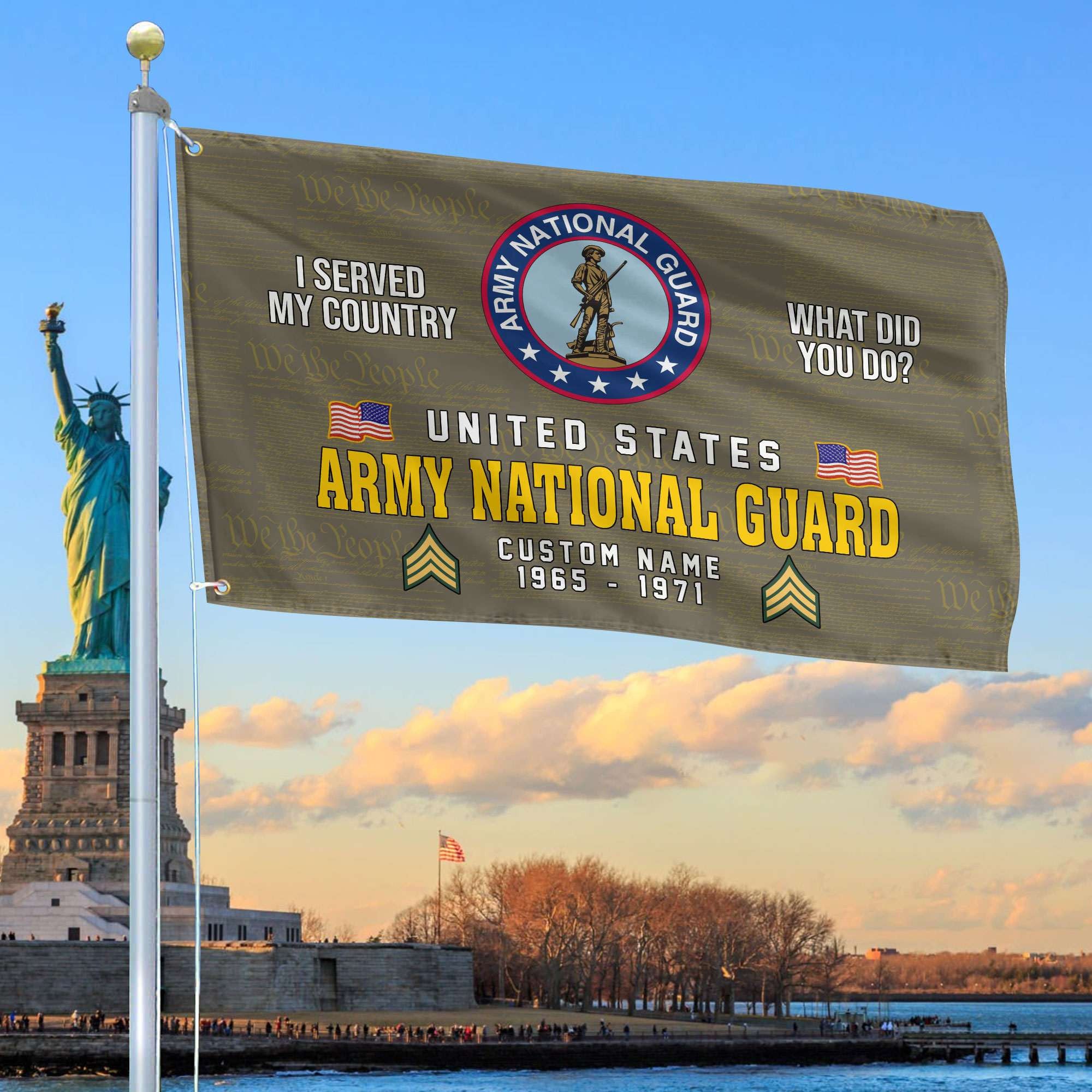 Unique Custom Name, Rank, Year, Army National Guard Grommet Flag, Gift For Army National Guard Veteran, Gifts For Dad, For Husband, Best Gifts On Father's Day, Independence Day, Veterans Day.