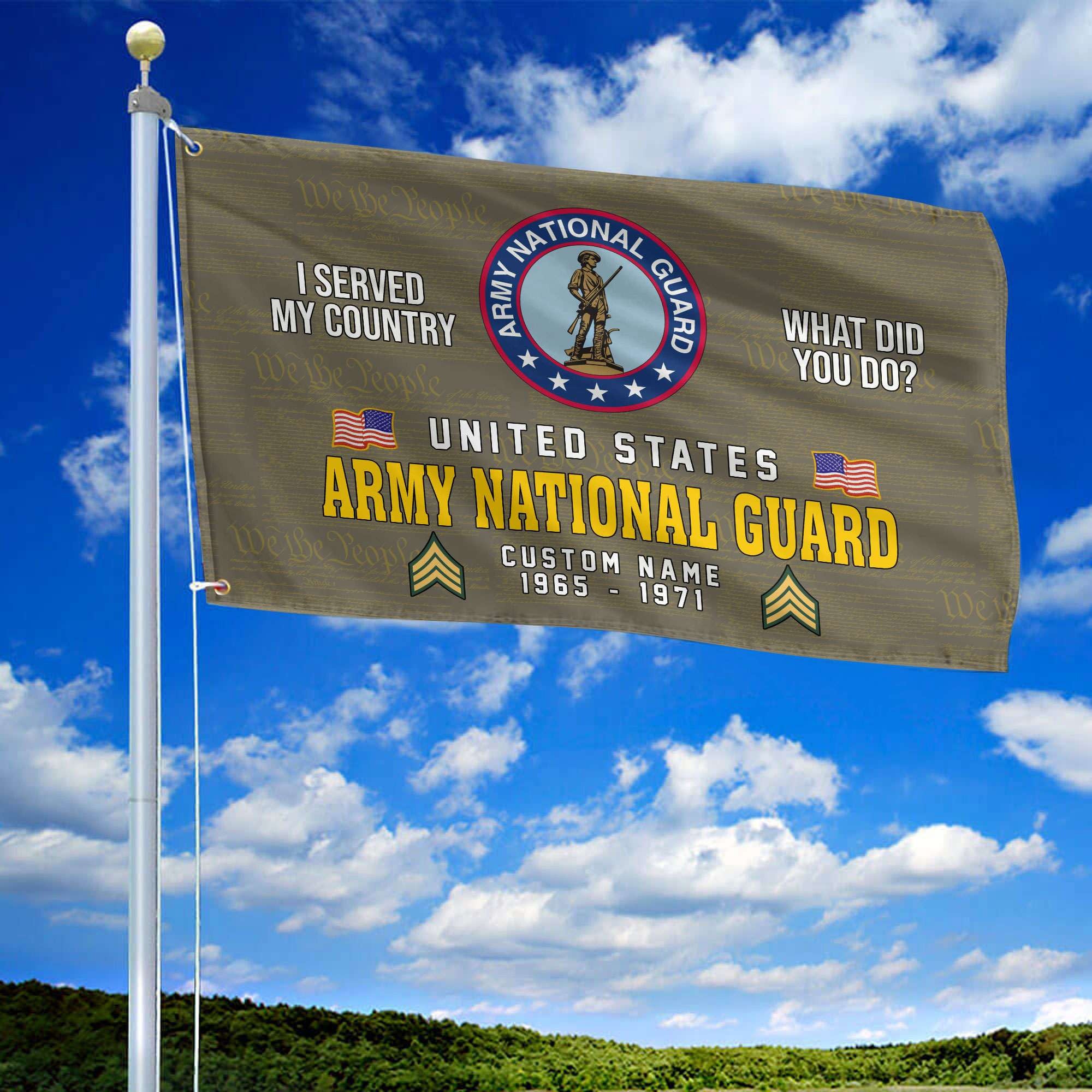 Unique Custom Name, Rank, Year, Army National Guard Grommet Flag, Gift For Army National Guard Veteran, Gifts For Dad, For Husband, Best Gifts On Father's Day, Independence Day, Veterans Day.