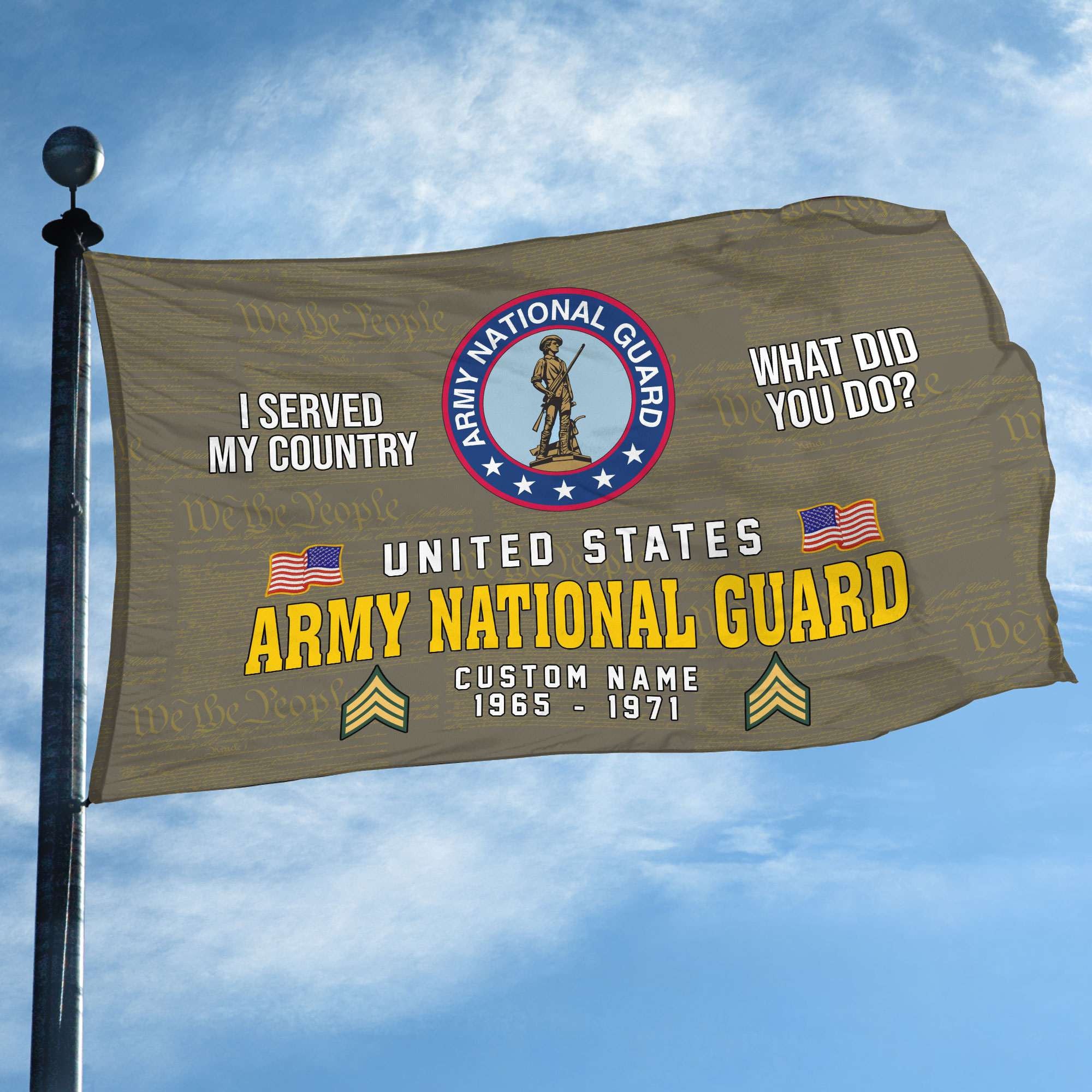 Unique Custom Name, Rank, Year, Army National Guard Grommet Flag, Gift For Army National Guard Veteran, Gifts For Dad, For Husband, Best Gifts On Father's Day, Independence Day, Veterans Day.