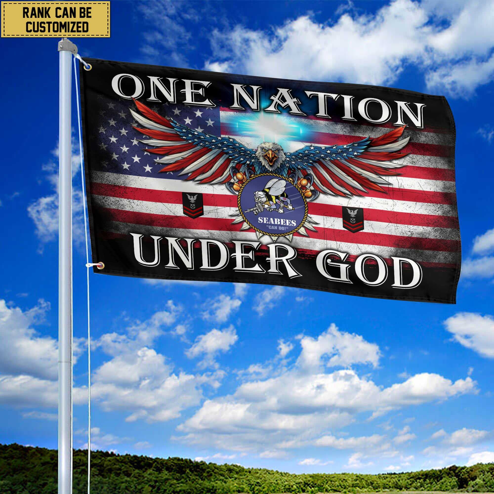 Unique Custom US Seabees Grommet Flag, Gift For Seabees Veteran, Gifts For Dad, For Husband, Best Gifts On Father's Day, Independence Day, Veterans Day.