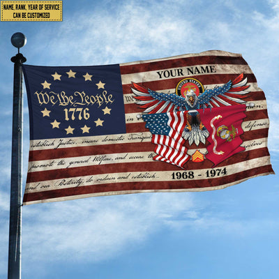Premium Custom USMC Grommet Flag, Gift For Marine Veteran, Best Gifts On Father's Day, Memorial Day, Independence Day, Veterans Day.