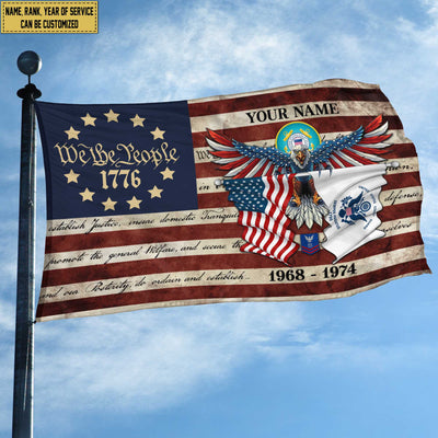 Premium Custom USCG Grommet Flag, Gift For Coast Guard Veteran, Best Gifts On Father's Day, Memorial Day, Independence Day, Veterans Day.