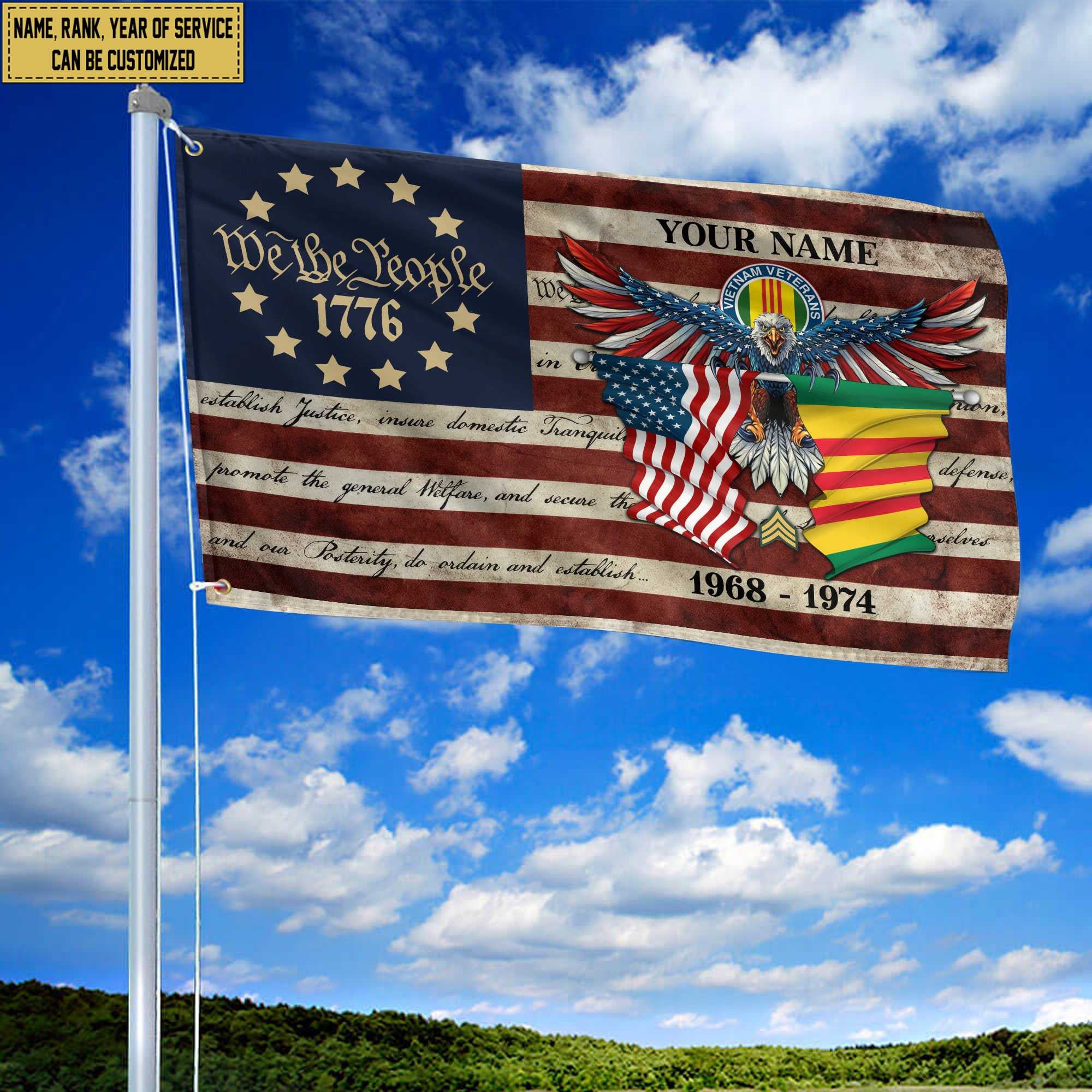 Premium Custom Vietnam Veteran Grommet Flag, Gift For Vietnam Veteran, Best Gifts On Father's Day, Memorial Day, Independence Day, Veterans Day.