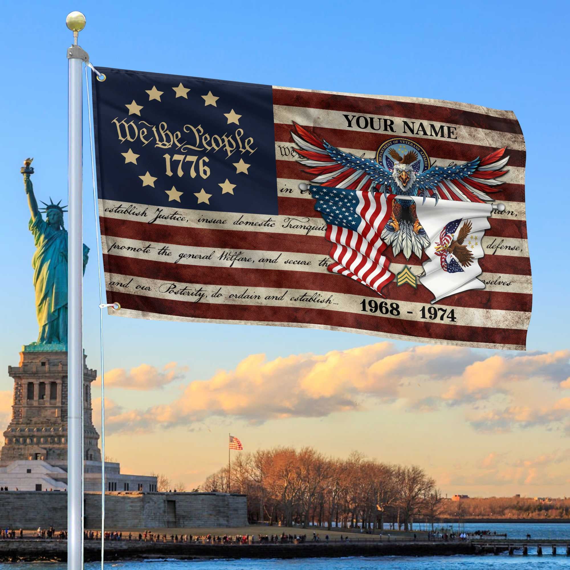 Premium Custom US Veteran Grommet Flag, Gift For US Veteran, Best Gifts On Father's Day, Memorial Day, Independence Day, Veterans Day.