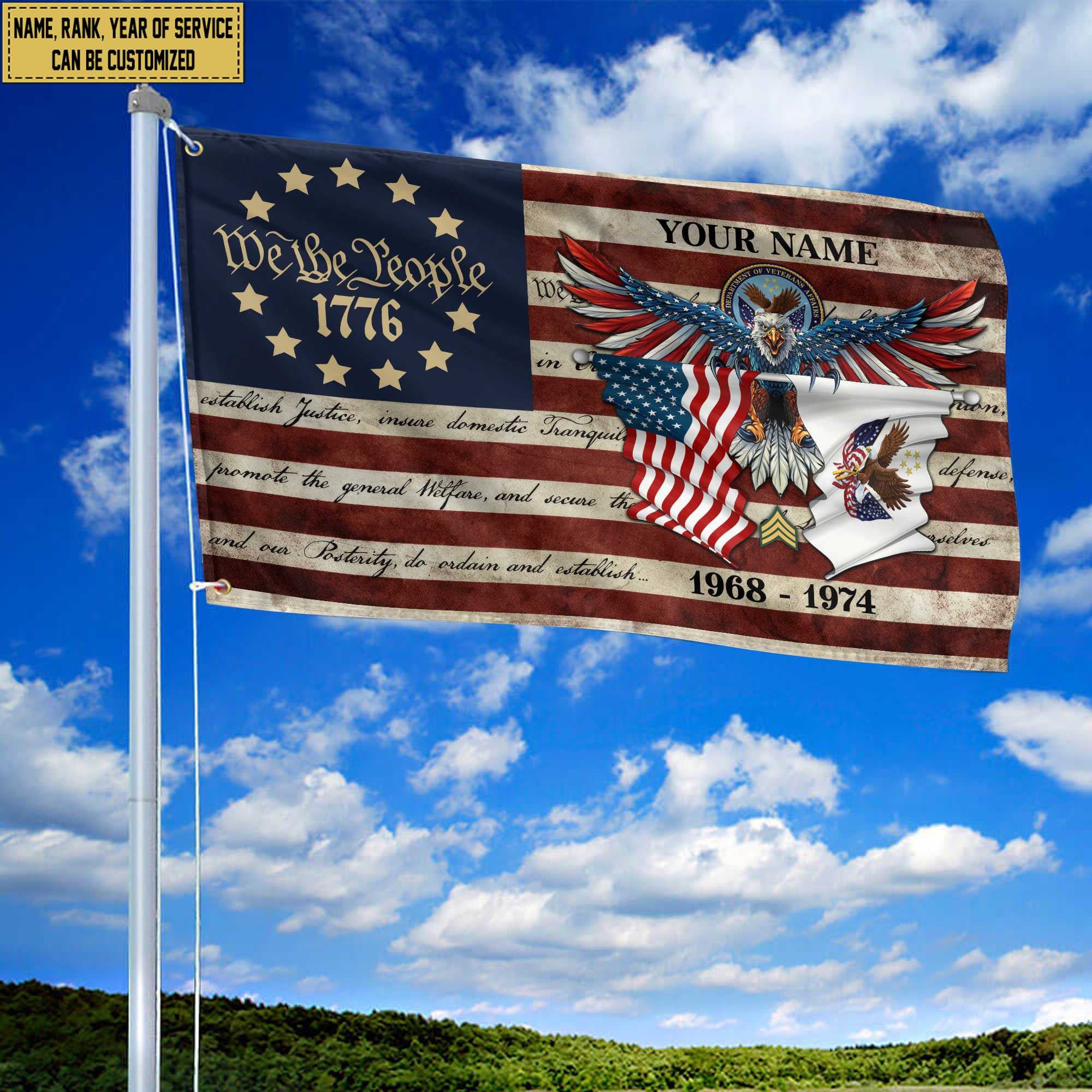 Premium Custom US Veteran Grommet Flag, Gift For US Veteran, Best Gifts On Father's Day, Memorial Day, Independence Day, Veterans Day.