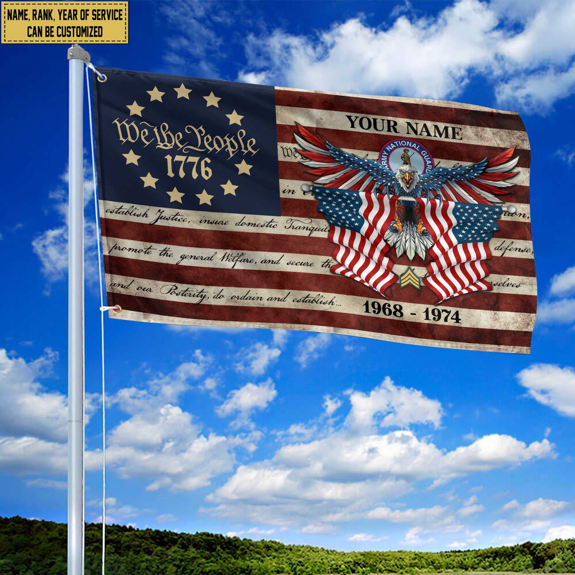 Premium Custom Army National Guard Grommet Flag, Gift For Army National Guard Veteran, Best Gifts On Father's Day, Memorial Day, Independence Day, Veterans Day.