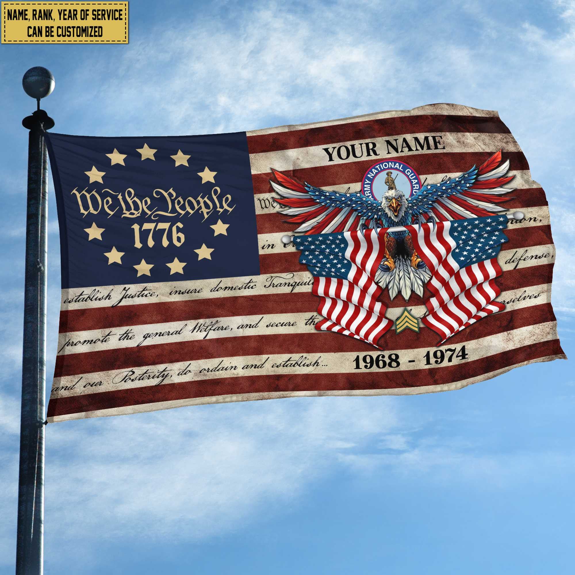 Premium Custom Army National Guard Grommet Flag, Gift For Army National Guard Veteran, Best Gifts On Father's Day, Memorial Day, Independence Day, Veterans Day.