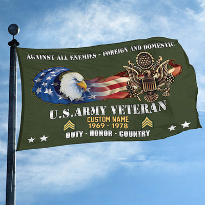 Unique Custom Name, Rank, Year, US Army Grommet Flag, Gift For Army Veteran, Gifts For Dad, For Husband, Best Gifts On Father's Day, Independence Day, Veterans Day.