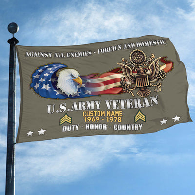 Unique Custom Name, Rank, Year, US Army Grommet Flag, Gift For Army Veteran, Gifts For Dad, For Husband, Best Gifts On Father's Day, Independence Day, Veterans Day.