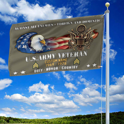 Unique Custom Name, Rank, Year, US Army Grommet Flag, Gift For Army Veteran, Gifts For Dad, For Husband, Best Gifts On Father's Day, Independence Day, Veterans Day.