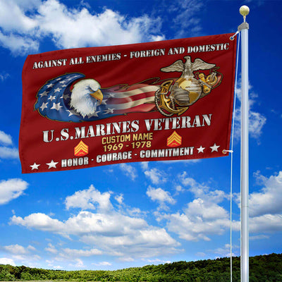 Unique Custom Name, Rank, Year, USMC Grommet Flag, Gift For Marine Veteran, Gifts For Dad, For Husband, Best Gifts On Father's Day, Independence Day, Veterans Day.