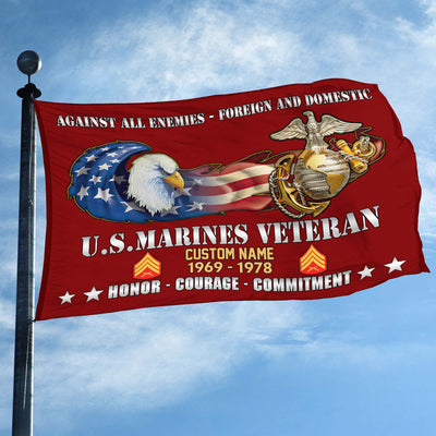 Unique Custom Name, Rank, Year, USMC Grommet Flag, Gift For Marine Veteran, Gifts For Dad, For Husband, Best Gifts On Father's Day, Independence Day, Veterans Day.