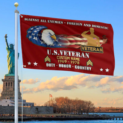 Unique Custom Name, Rank, Year, US Veteran Grommet Flag, Gift For US Veteran, Gifts For Dad, For Husband, Best Gifts On Father's Day, Independence Day, Veterans Day.