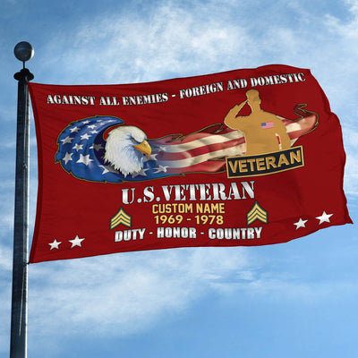 Unique Custom Name, Rank, Year, US Veteran Grommet Flag, Gift For US Veteran, Gifts For Dad, For Husband, Best Gifts On Father's Day, Independence Day, Veterans Day.