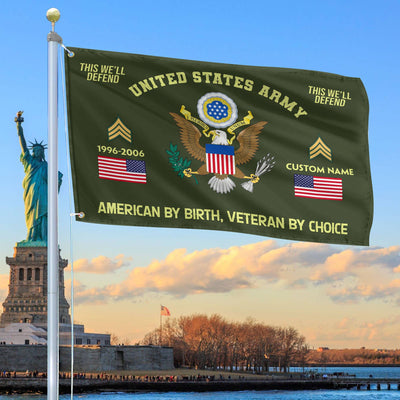 Premium Custom Name, Rank, Year, US Army Grommet Flag, Gift For Army Veteran, Gifts For Dad, For Husband, Best Gifts On Father's Day, Independence Day, Veterans Day.