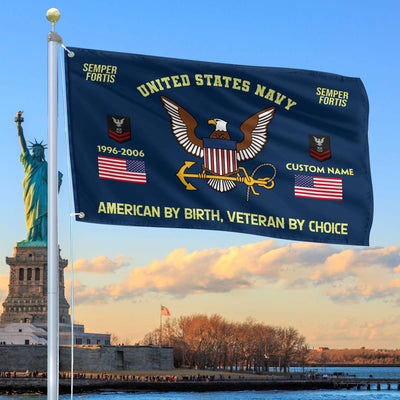 Premium Custom Name, Rank, Year, US Navy Grommet Flag, Gift For Navy Veteran, Gifts For Dad, For Husband, Best Gifts On Father's Day, Independence Day, Veterans Day.