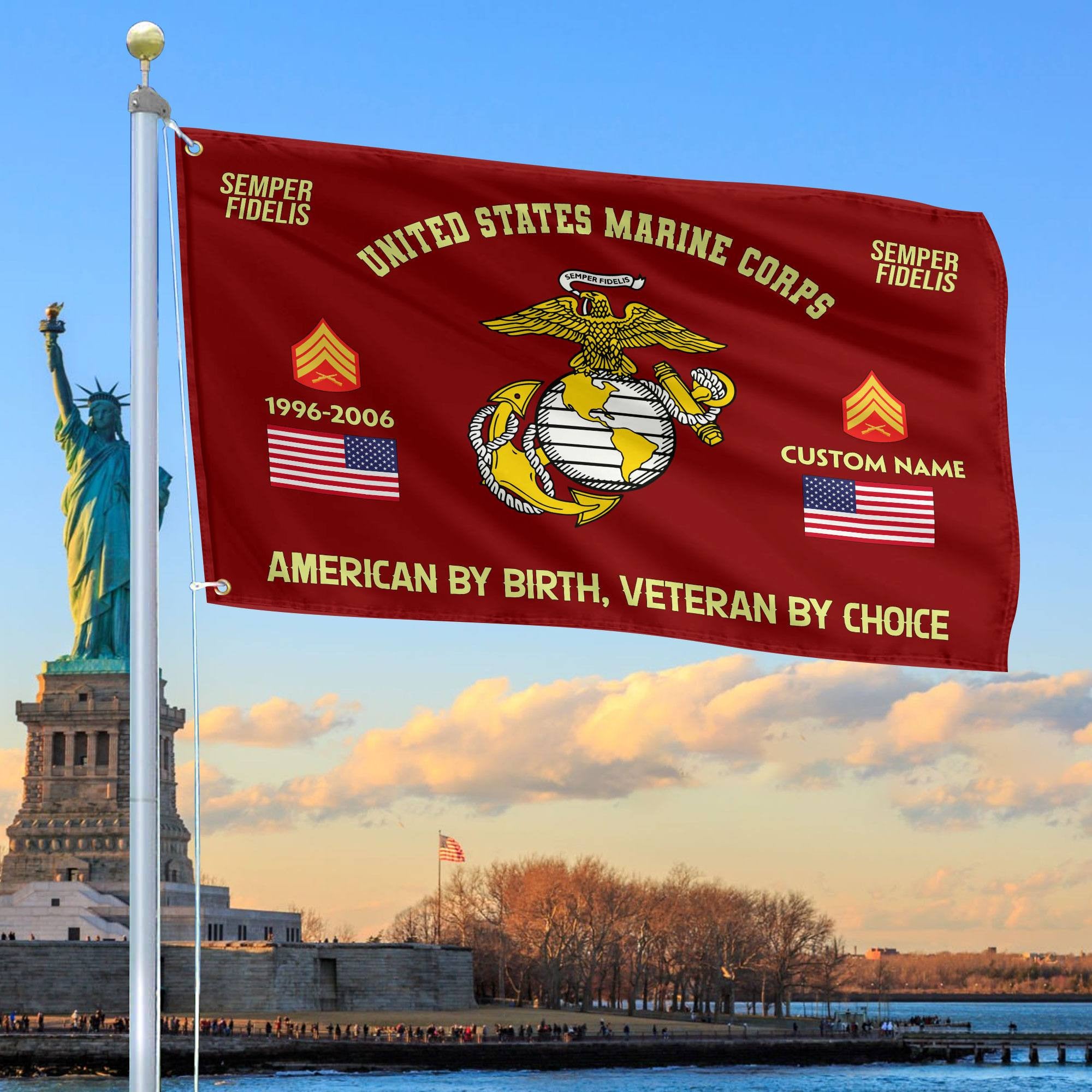 Premium Custom Name, Rank, Year, USMC Grommet Flag, Gift For Marine Veteran, Gifts For Dad, For Husband, Best Gifts On Father's Day, Independence Day, Veterans Day.